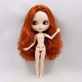 LEDUS DBS Blyth Lelle 1/6 bjd rotaļlietas sarkana brūna matu kopīga iestāde, balta āda spīdīga sejas 30cm pliks lelle meitenes dāvanu