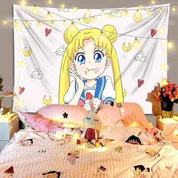LEVOO Meitenes Istaba Gobelēns Anime Sailor Moon Koledžas Kopmītnes Sienas Karājas Guļamistabas Istabas Interjeru Kopmītnē Sienas Audums Poliesteris Auduma