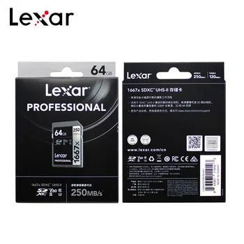 Lexar Flash Kartes Oriģinālā Atmiņas Karte 256 GB 128GB 64GB SDXC 1667x V60-U3 Līdz Pat 250MB/s Profesionālo SD atmiņas Karti Fotokameras