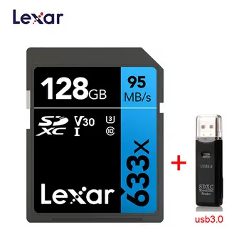 Lexar SD Kartes 633x Sākotnējā 95M/s 32GB U1 SDHC 64GB, 128GB un 256 gb 512G U3 SDXC Class 10 Atmiņas Karti 1080p 3D 4K video Kameras