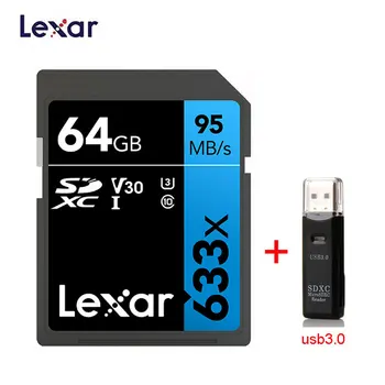 Lexar SD Kartes 633x Sākotnējā 95M/s 32GB U1 SDHC 64GB, 128GB un 256 gb 512G U3 SDXC Class 10 Atmiņas Karti 1080p 3D 4K video Kameras