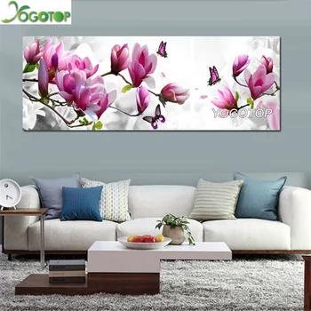Liela 5D DIY Dimanta izšuvumi krustdūrienā Rozā magnolija Pilna Dimanta mozaīkas Dimanta krāsošana ziedu rotājumu orhideju YY2682