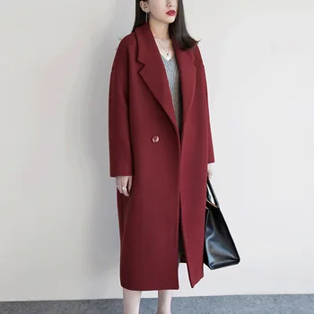 Liela izmēra sieviešu ziemas vilnas jaka 2020. gadam zaudēt dāmas siltu garo mēteli cietā gadījuma Sieviešu vilnas jaka modes apģērbu 6XL