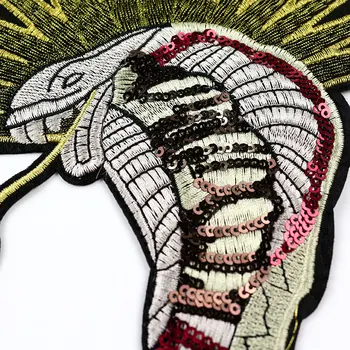 Lielas Uzlīmes Drēbes Vizuļi Plāksteri Ērkšķis Čūska mbroidery Plāksteris DIY Apģērbu Aplikācijas Ziedu Izšuvumi Plāksteri