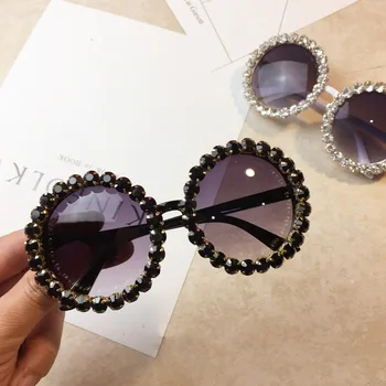 Lielgabarīta Rhinestone Dāmas Saulesbrilles Kārta Zīmola Dizainere Melna Balta Lielu Rāmi Saulesbrilles Sieviešu Dimanta Brilles UV400
