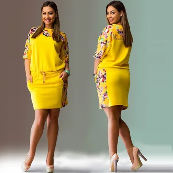 Lielo izmēru 6XL 2020 Sievietes Vasaras Kleita pusi piedurknēm Ziedu Printed Kleita Plus Lieluma Sieviešu Apģērbu 6XLdress vestidos Noskaidrošanas pārdošanas