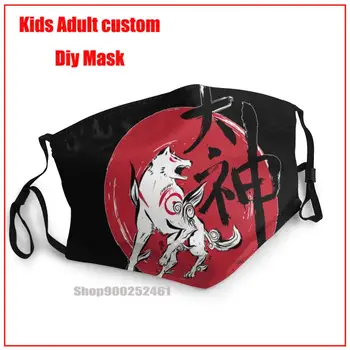 Liels Dievs Sumi-e Okami Amaterasu Vilks Baltā Videospēles Spēļu Dievs Japāna DIY modes maska mutes masku atkārtoti bērniem sejas maska