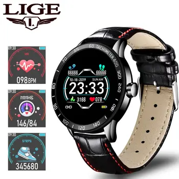 LIGE luksusa led smart skatīties vīrieši pedometrs sirdsdarbība ūdensizturīgs Smartwatch Sporta Skatīties reloj inteligente Smart fitnesa Rokassprādze