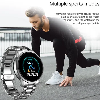 LIGE Tērauda Band Smart Skatīties Vīriešiem, Fitnesa Tracker sirdsdarbība, Asins Spiediena Monitoru, Sporta Ūdensizturīgs Smartwatch Android, IOS