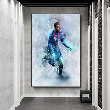 Lionel Messi Kanvas Glezna Futbola Superzvaigzne Retro Sienas, Mākslas Plakātu, Sporta Player Jersey Attēlu Mājas Dekorēšana Guļamistaba Sienas