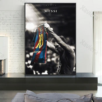 Lionel Messi Kanvas Glezna Futbola Superzvaigzne Retro Sienas, Mākslas Plakātu, Sporta Player Jersey Attēlu Mājas Dekorēšana Guļamistaba Sienas