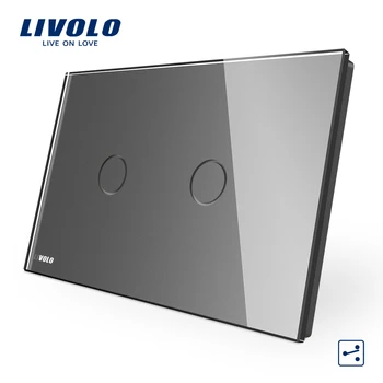 Livolo ĀS MUMS C9 Standarta Touch Switch, Pelēks Kristāla Stikla Panelis,2ways Touch Control Gaismas Slēdzi,krusta tālvadības bezvadu kontroles