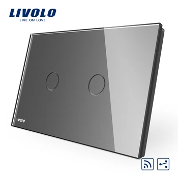 Livolo ĀS MUMS C9 Standarta Touch Switch, Pelēks Kristāla Stikla Panelis,2ways Touch Control Gaismas Slēdzi,krusta tālvadības bezvadu kontroles