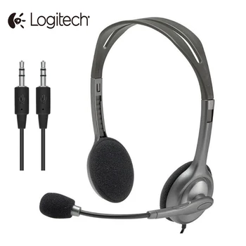 Logitech H110/H111 3.5 mm Audio Jack Vadu Austiņas Stereo Skaņas Austiņas, kas aprīkotas ar Rotējošu Mikrofons Regulējama galvas stīpa, lai Spēle