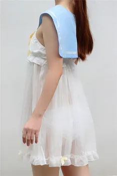 Lolita Meiteni Anime Veļas Komplekts Jūrnieks Apkakles Sexy Cosplay Vienotu Chemise Gudrs Sleepwear Nakts Kleita Sievietēm Kawaii naktskrekls