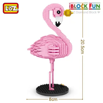 LOZ Dimanta Bloki Flamingo Rotaļlieta Rozā Putnu Rīcības Attēls Krāsains Karikatūra Dzīvniekiem Izglītības Ķieģeļi DIY Bērniem, Bērnu Dāvanu 9205