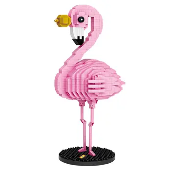 LOZ Dimanta Bloki Flamingo Rotaļlieta Rozā Putnu Rīcības Attēls Krāsains Karikatūra Dzīvniekiem Izglītības Ķieģeļi DIY Bērniem, Bērnu Dāvanu 9205