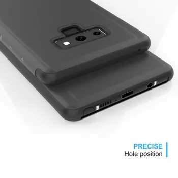 Luksusa Spogulis Flip Case For Samsung Galaxy S8 S9 Plus S6 S7 malas Fundas Ultra plānas PU Ādas Skaidru priekšstatu Smart Cover Telefonu Gadījumos