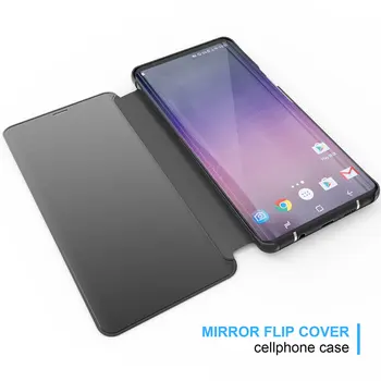 Luksusa Spogulis Flip Case For Samsung Galaxy S8 S9 Plus S6 S7 malas Fundas Ultra plānas PU Ādas Skaidru priekšstatu Smart Cover Telefonu Gadījumos