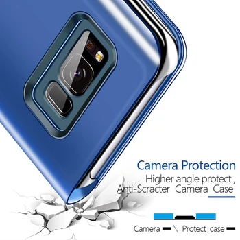 Luksusa Spogulis, Flip Stends Ādas Vāciņš Samsung Galaxy A3 A5 A7 Līdz 2017. Magnētisko Gadījumā Galaxy J2 Core J2 Pro J8 2018 J5 J7 Ministru