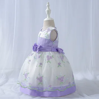 LZH ir 2021. Meitenes Pūkains Princese Kleitu Elegants Mežģīņu Puķu Meitenes Kleita Bērnu Neto Marli Svārki Bērnu Kostīms Birthday Party Kleita