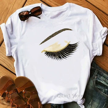Lūpu lūpām t krekls grafikas tees sievietes Make Up Ir Mana Māksla vēstuli print t-krekls camiseta mujer vogue t femme streetwear