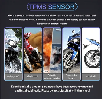 M3-C Bezvadu Motociklu TPMS Nekustamā Riepu Spiediena kontroles Sistēma Externe Universal 2 Ārējā Iekšējā Sensori, LCD Displejs