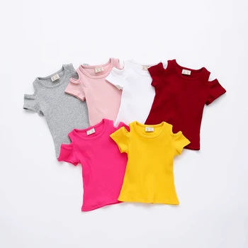 M31 Jaunā Vasaras Bērnu, Meiteņu, Konfekšu, Krāsa Off-plecu Īsām Piedurknēm Bērnu T-krekls Kokvilnas Topi Apģērbi