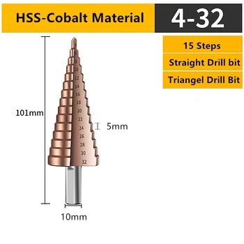 M35 Kobalta ātrgaitas Tērauda Konuss Kobalta Metāla Urbi Urbt 4-12/20/32mm Soli Urbis Instrumentu Komplekts Caurumu Griezējs Nerūsējošā Tērauda