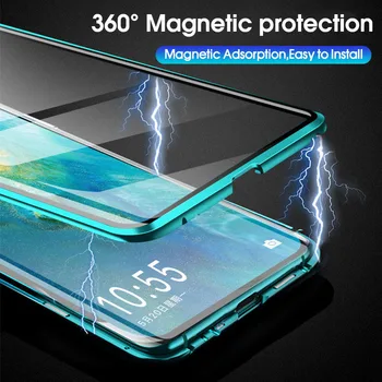 Magnētiskais Metāla Case For Samsung Galaxy S20 Ultra S10 S8 S9 Plus Double-Side Stikla Gadījumā A51 A71 A50 A70 Piezīme 20 10 8 9 Pro