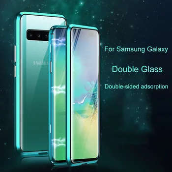 Magnētiskais Metāla Case For Samsung Galaxy S20 Ultra S10 S8 S9 Plus Double-Side Stikla Gadījumā A51 A71 A50 A70 Piezīme 20 10 8 9 Pro