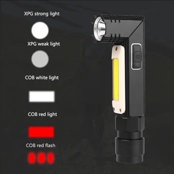 Magnētiskās LED Lukturīti Ultra Spilgts Ūdensnecaurlaidīgs COB Gaismas USB Lādējamu Lāpu Asti Magnēts, Darba Gaisma 90 Grādu Rotācija