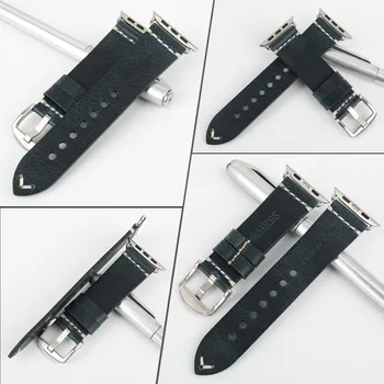 MAIKES Jaunā Dizaina Ādas Skatīties Siksnu Apple Skatīties Joslas 42mm 38mm / 44mm 40mm Sērija 4 3 2 1 Blue iWatch Aproce Watchband