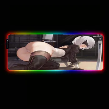 Mairuige Nier Automāti Sexy Anime Meitene RGB LED Liela Pele Pad USB Vadu, Apgaismojums, Spēļu peles paliktnis Klaviatūra Krāsains Gaismas Mat