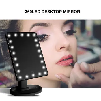 Make-Up Spogulis Ar 16 Gaismas Diodes, Kosmētikas Spogulis Ar Touch Reostats Ar Bateriju Darbināmas Stāvēt Uz Galda Ceļojumu Vannas Istaba