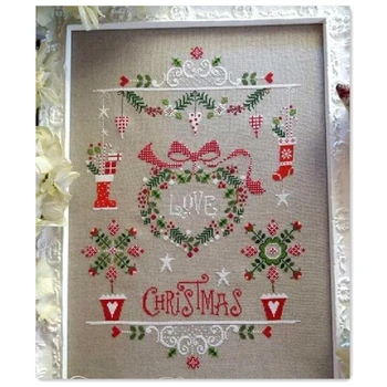 Man patīk Ziemassvētku cross stitch komplekts ar ziedu dizainu kokvilnas, zīda diegu 18ct 14ct 11ct linu linu audekla izšuvums DIY rokdarbi