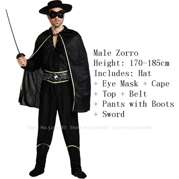 Masku Ģimenes Lielie Bērni Zorro, Topi, Bikses, Maska, Cepure, Puse Pirātu Cosplay Tērpu Halloween Sievietes Kleitu, Apmetni, Halāti, Formas Tērpu