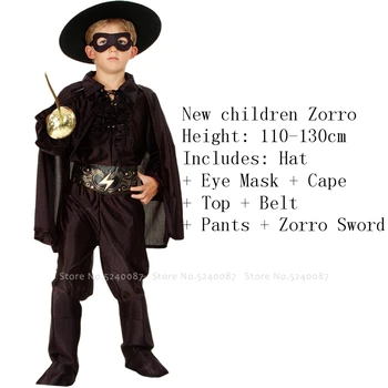 Masku Ģimenes Lielie Bērni Zorro, Topi, Bikses, Maska, Cepure, Puse Pirātu Cosplay Tērpu Halloween Sievietes Kleitu, Apmetni, Halāti, Formas Tērpu