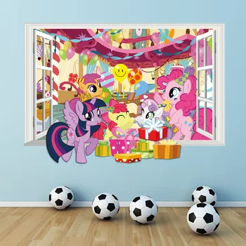 Maz Poniju 3D skatu logs, sienas uzlīmes bērnu istabas sienas uzlīmes plakātu DIY sienas mākslas mājas apdare