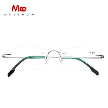 Meeshow Titāna Sakausējuma Bez Apmales Brilles Ultravieglajiem Eyeglases Vīrieši Sievietes Lasītājs Tuvredzība, Lasīšanas Brilles +1.5 +2.0 -1.5 -2.5