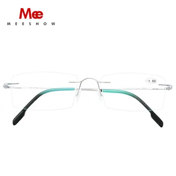 Meeshow Titāna Sakausējuma Bez Apmales Brilles Ultravieglajiem Eyeglases Vīrieši Sievietes Lasītājs Tuvredzība, Lasīšanas Brilles +1.5 +2.0 -1.5 -2.5