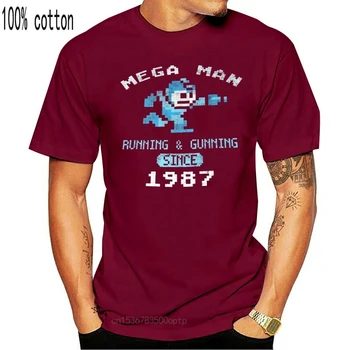 Mega Cilvēks Vīriešu T-Krekls - Megaman Darbojas un blietēšanas sastāvus, blīvēšanas Kopš 1987. gada Attēls Karikatūra t krekls vīriešu Unisex Jaunu Modes tshirt