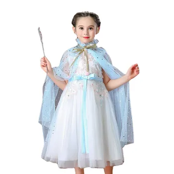 Meitene Princess Puse Nāru Astes Kostīmu Aukliņu Sequin Tilla Cape Apmetnis Halloween Princese Cosplay Apmetnis Skatuves Sniegumu