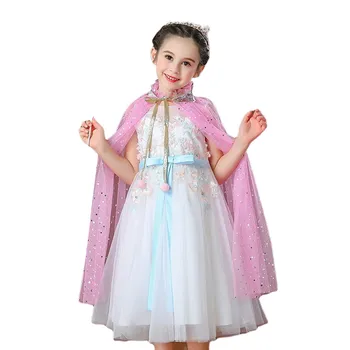 Meitene Princess Puse Nāru Astes Kostīmu Aukliņu Sequin Tilla Cape Apmetnis Halloween Princese Cosplay Apmetnis Skatuves Sniegumu