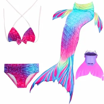 Meitenes Beach Bikini Sirēna Zivju Astes Peldkostīmu Sirēna Ariel Cosplay Peldkostīmu Trīs-Gabalu Pool Puse Krāsains Peldkostīmi