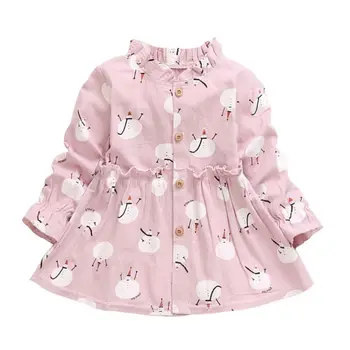 Meitenes Kleitu Pavasarī, Rudenī Bērni Bērnu Apģērbu Gadījuma Sniegavīrs Drukāt Garām Piedurknēm Meitene Princešu Kleitas 2020 
