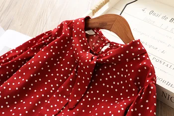 Meitenes Šifona Blūze, Krekls Vīna Red Dot garām Piedurknēm Pavasara Krekli Bērnu Meitene Pamata Tērpiem 2019. Gadam Bērni Cute Topi Apģērbi