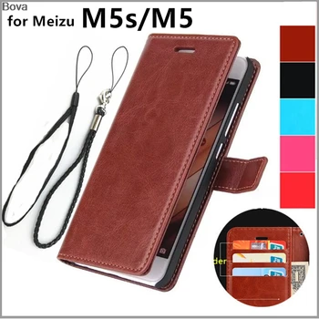 Meizu M5s M5 kartes turētāja vāku gadījumā ar Meizu M5 5.2-colla ādas telefonu gadījumā ultra plānais maciņš flip cover