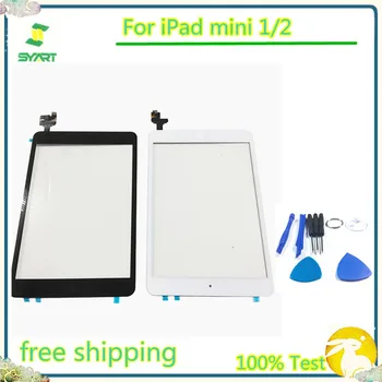 Melna Balta Krāsa 7.9 collu 5gab/daudz Touch Screen Stikla Digitizer + IC Mikroshēmā+Mājas Hutton Flex Kabelis Montāžas iPad mini 1/2