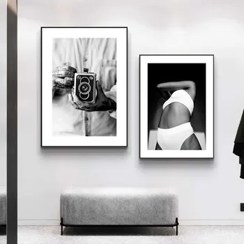 Melna Balta Modes Plakātu Ielas Ainavu Sienas Art Print Abstraktā Audekls Glezniecība, Fotogrāfija, Attēlu Mūsdienu Telpu Dekorēšana